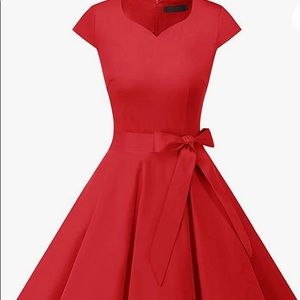 NWOT. Red cocktail dress, party dress in red. Vintage look.